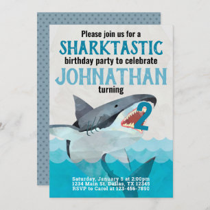 Great White Shark Birthday Party Invitation