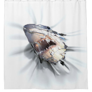 Great White Shark Break through Shower Curtain