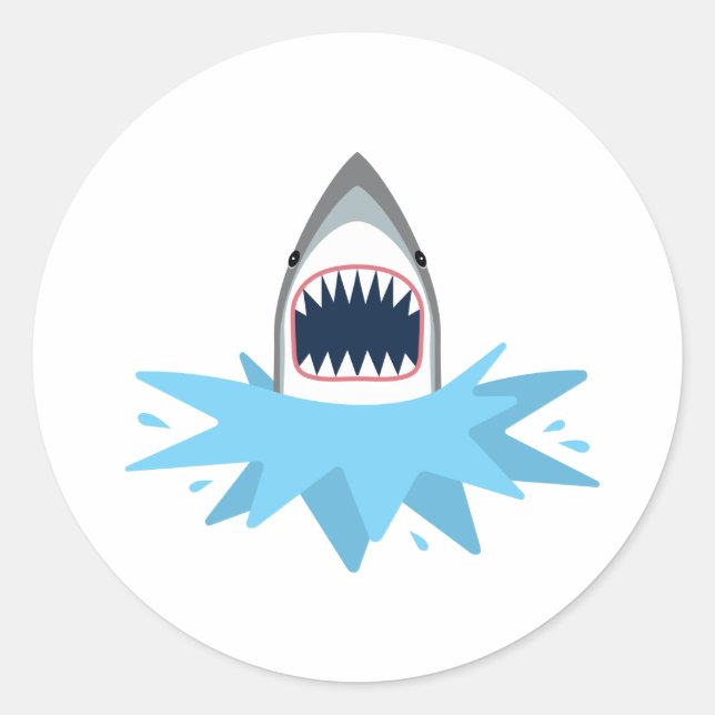 Great White Shark Cartoon Classic Round Sticker (Front)