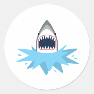 Great White Shark Cartoon Classic Round Sticker