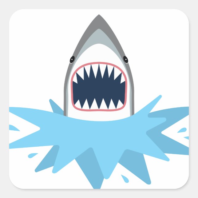 Great White Shark Cartoon Square Sticker (Front)