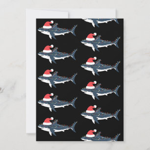 Great White Shark Christmas Lights Santa Hat Xmas Invitation