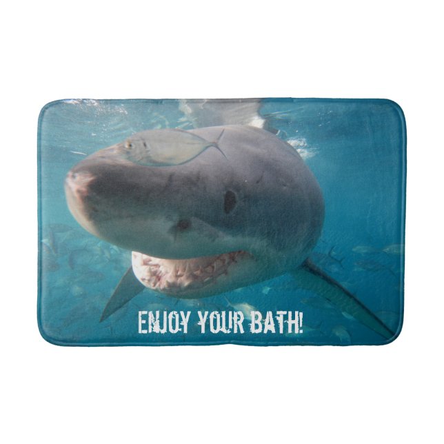Great White Shark Close-Up Bath Mat (Front)