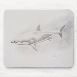 Great White Shark Drawing Mouse Mat