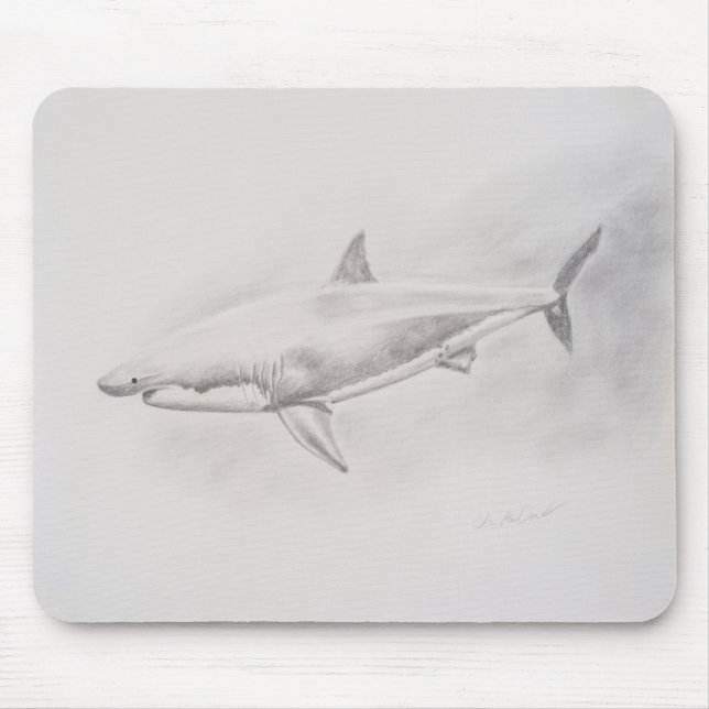 Great White Shark Drawing Mouse Mat (Front)