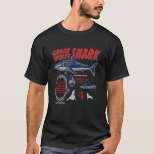 Great White Shark Facts Information Fun Marine Bio T-Shirt