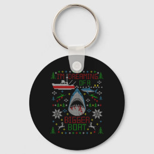 Great White Shark Fishing Ugly Christmas Sweater P Key Ring