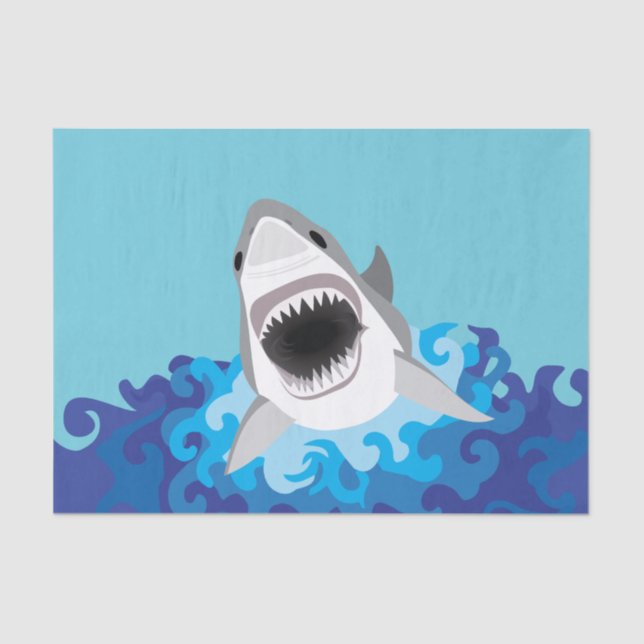 Great White Shark Funny Cartoon Tissue Paper (Front)