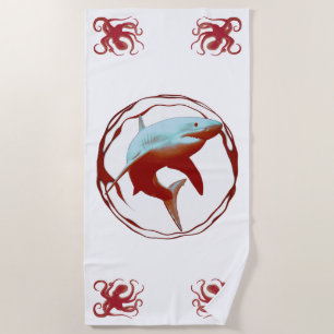 Great White Shark Graphic Design Beach Towel