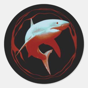 Great White Shark Graphic Design Classic Round Sticker