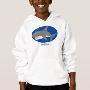 Great white shark happy cartoon illustration