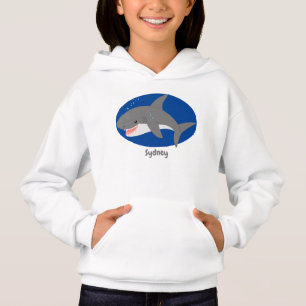 Great white shark happy cartoon illustration
