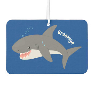 Great white shark happy cartoon illustration car air freshener