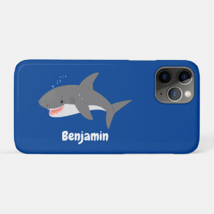 Great white shark happy cartoon illustration Case-Mate iPhone case