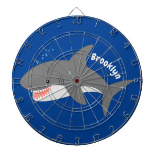 Great white shark happy cartoon illustration dartboard