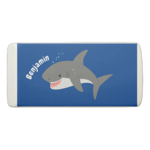 Great white shark happy cartoon illustration eraser
