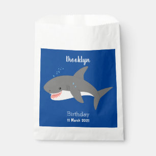 Great white shark happy cartoon illustration favour bags