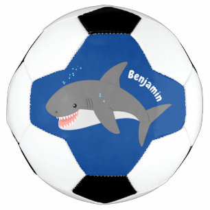 Great white shark happy cartoon illustration football