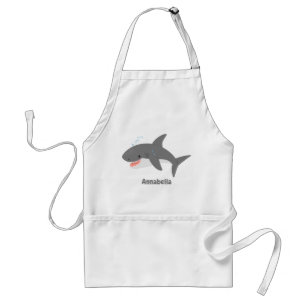 Great white shark happy cartoon illustration standard apron