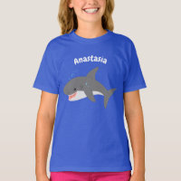 Great white shark happy cartoon illustration
