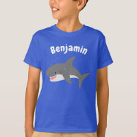 Great white shark happy cartoon illustration