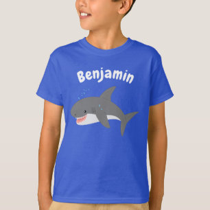 Great white shark happy cartoon illustration T-Shirt