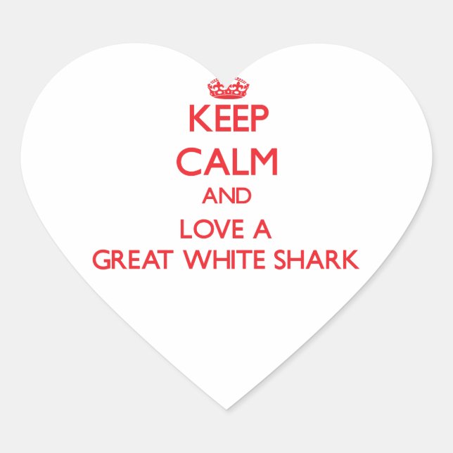 Great White Shark Heart Sticker (Front)
