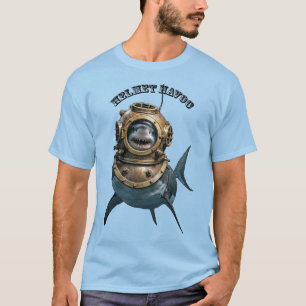 Great White Shark Inside of a Diving Helmet URM T-Shirt