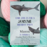 Great White Shark Jawsome Child's Birthday Invitation<br><div class="desc">This design was created though digital art. It may be personalised in the area provided by changing the photo and/or text. Or it can be customised by choosing the click to customise further option and delete or change the colour the background, add text, change the text colour or style, or...</div>