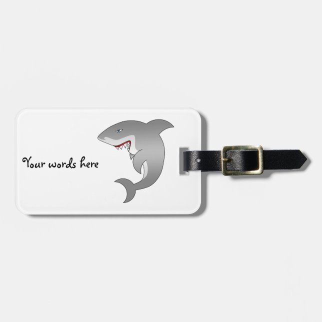 Great white shark luggage tag (Front Horizontal)