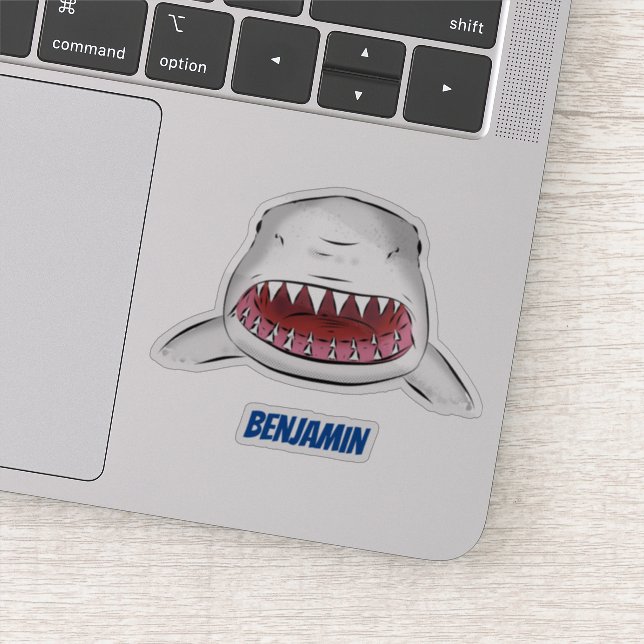 Great white shark mean cartoon illustration (Detail)