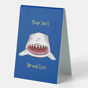 Great white shark mean cartoon illustration