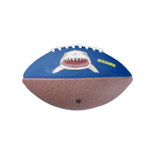 Great white shark mean cartoon illustration american football