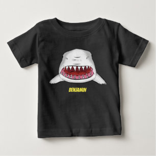 Great white shark mean cartoon illustration baby T-Shirt