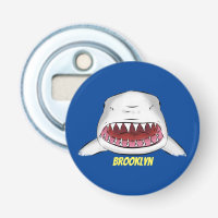 Great white shark mean cartoon illustration
