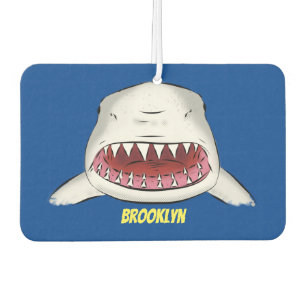 Great white shark mean cartoon illustration car air freshener