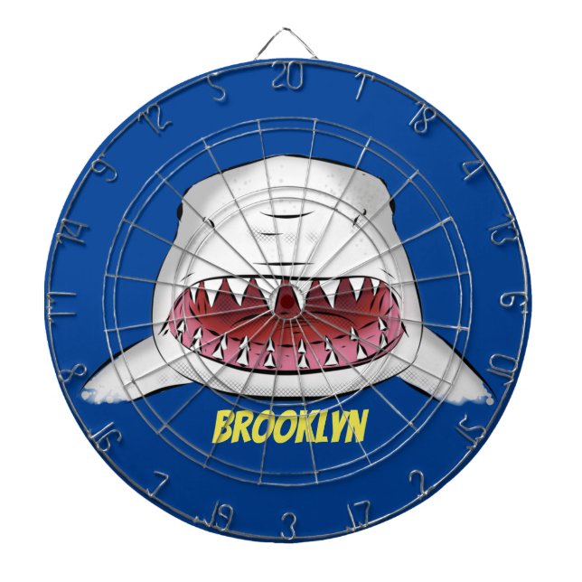 Great white shark mean cartoon illustration dartboard (Front)