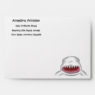 Great white shark mean cartoon illustration envelope