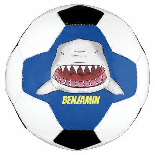 Great white shark mean cartoon illustration football