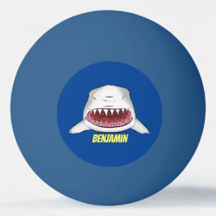 Great white shark mean cartoon illustration ping pong ball