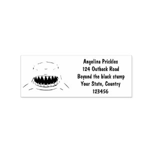 Great white shark mean cartoon illustration rubber stamp