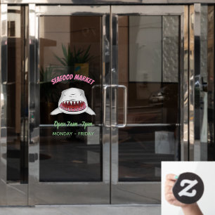 Great white shark mean cartoon illustration window cling