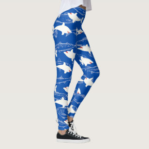 Great White Shark Navy Green Monogram Leggings