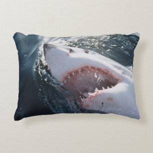 Great White Shark on sea Decorative Cushion