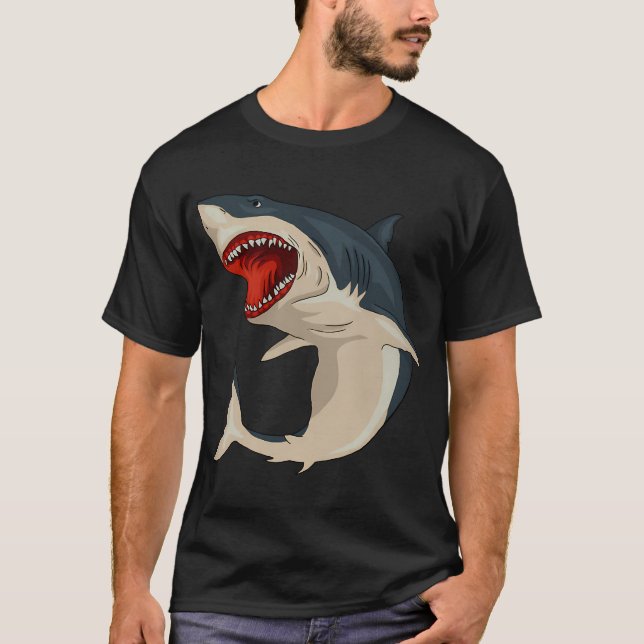 Great  White Shark open Jaws T-Shirt (Front)