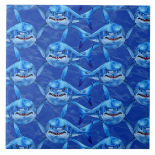 Great White Shark Pattern  Tile
