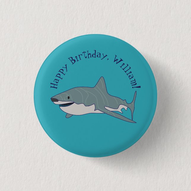 Great White Shark Personalised Message 3 Cm Round Badge (Front)