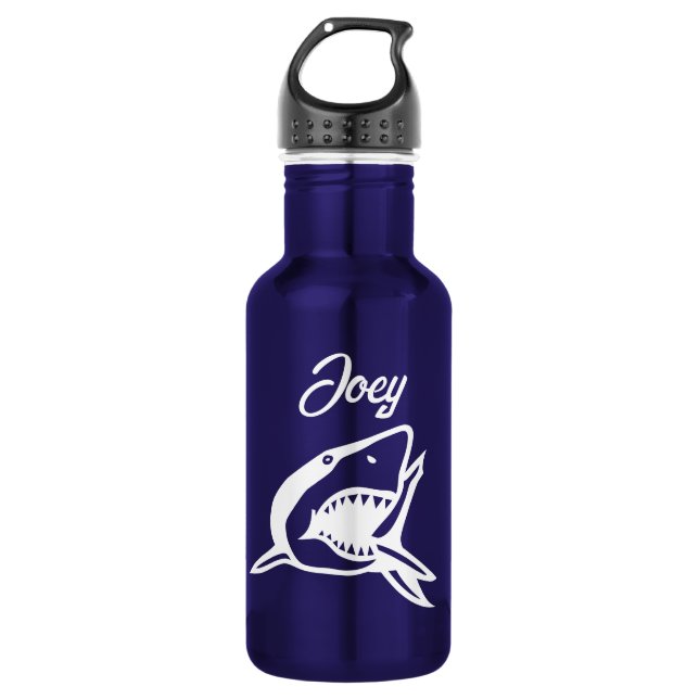 Great white shark personalised water bottle (Front)