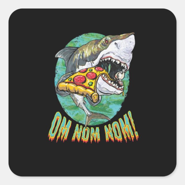 Great White Shark Pizza Square Sticker (Front)