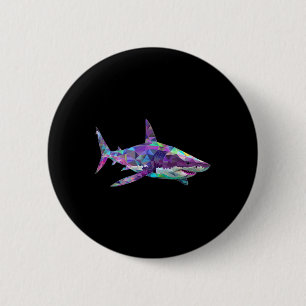 Great White Shark Polygon Fishing Scuby Diving Sha 6 Cm Round Badge